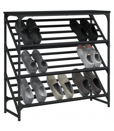 vidaXL Shoe Rack Black 90x30x85 cm Engineered Wood