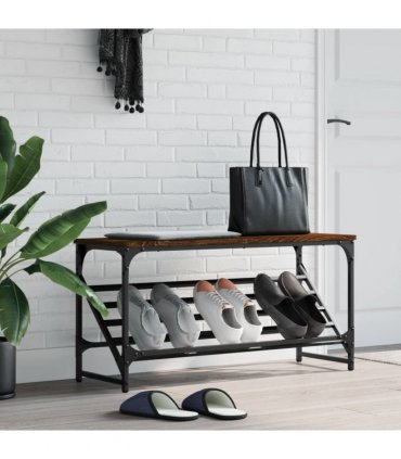 vidaXL Shoe Rack Brown Oak 90x30x45 cm Engineered Wood