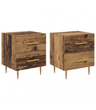 vidaXL Bedside Cabinet with Drawer 2 pcs Old Wood 40 x 35 x 47.5 cm