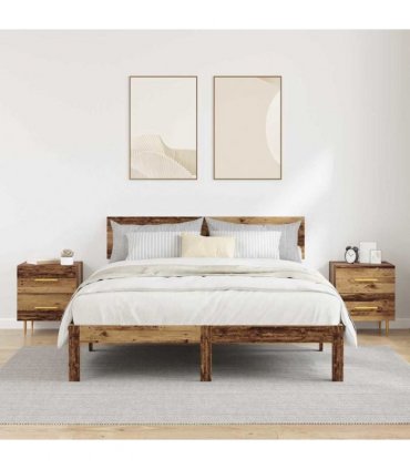 vidaXL Bedside Cabinet with Drawer 2 pcs Old Wood 40 x 35 x 47.5 cm