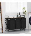 vidaXL Laundry Basket 3 Compartments with Shelf Smoked Oak