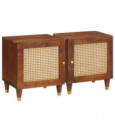 vidaXL Bedside Cabinet 2 pcs Brown 40 x 33.5 x 46 cm Solid Acacia wood