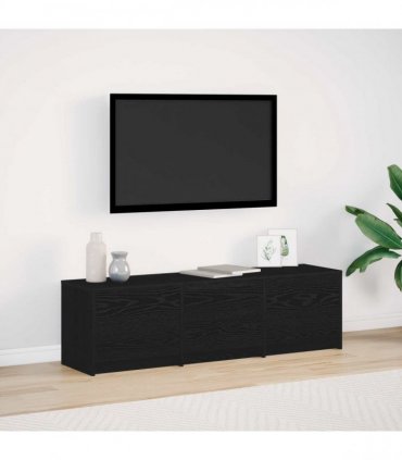 vidaXL TV Cabinet with LED Black Oak 140 x 34 x 40 cm Engineered Wood
