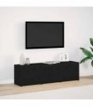 vidaXL TV Cabinet with LED Black Oak 140 x 34 x 40 cm Engineered Wood