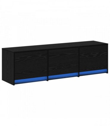 vidaXL TV Cabinet with LED Black Oak 140 x 34 x 40 cm Engineered Wood