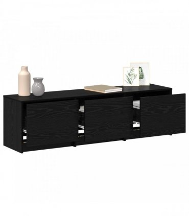 vidaXL TV Cabinet with LED Black Oak 140 x 34 x 40 cm Engineered Wood