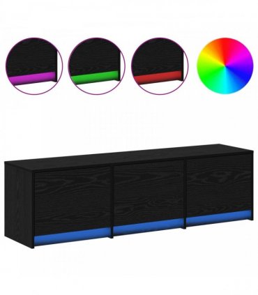 vidaXL TV Cabinet with LED Black Oak 140 x 34 x 40 cm Engineered Wood