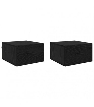 vidaXL Bedside Cabinet 2 pcs Black oak 35 x 35 x 20 cm Engineered wood