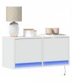 vidaXL TV Wall Cabinet with LED Lights White 80x31x35 cm