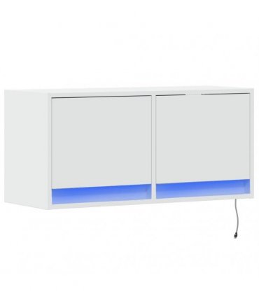vidaXL TV Wall Cabinet with LED Lights White 80x31x35 cm