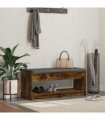 vidaXL Hall Bench with Cushion with Shelf Smoked Oak 103 x 38 x 45 cm