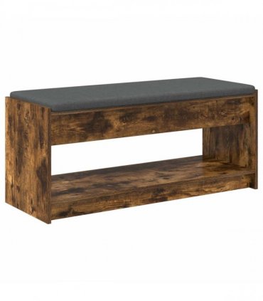 vidaXL Hall Bench with Cushion with Shelf Smoked Oak 103 x 38 x 45 cm