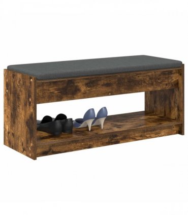vidaXL Hall Bench with Cushion with Shelf Smoked Oak 103 x 38 x 45 cm