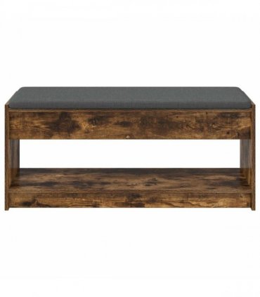 vidaXL Hall Bench with Cushion with Shelf Smoked Oak 103 x 38 x 45 cm
