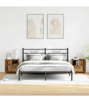 vidaXL Bedside Cabinet with Drawer 2 pcs Old Wood 50 x 34.5 x 50 cm