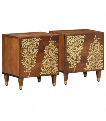 vidaXL Bedside Cabinet with Door 2 pcs Honey Brown 40 x 33 x 46 cm