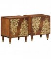 vidaXL Bedside Cabinet with Door 2 pcs Honey Brown 40 x 33 x 46 cm