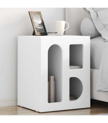 vidaXL Bedside Table ELST White 40 x 35 x 50 cm Engineered Wood