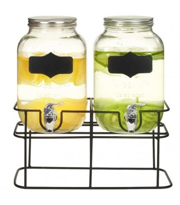 vidaXL Beverage Dispensers 2 pcs with Stand 2 x 4  L Glass