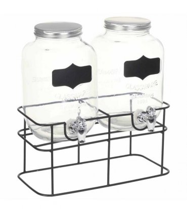 vidaXL Beverage Dispensers 2 pcs with Stand 2 x 4  L Glass