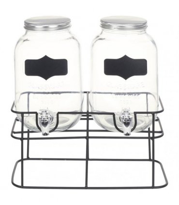 vidaXL Beverage Dispensers 2 pcs with Stand 2 x 4  L Glass