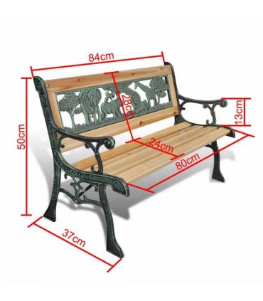 vidaXL Garden Bench | Bronze and Wood | Wood and Iron | 84 cm