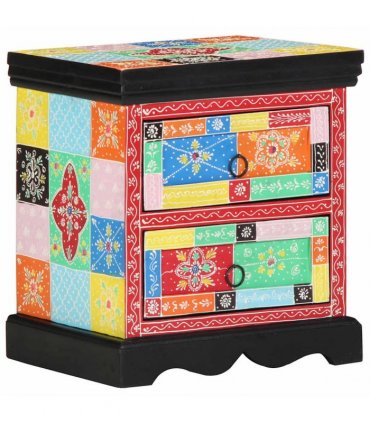 vidaXL Bedside Cabinet Multicolour 40 x 35 x 45 cm Solid Mango Wood