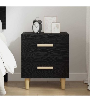 vidaXL Bed Cabinet Black Oak 40 x 35 x 47.5cm Engineered Wood