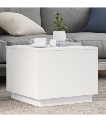 vidaXL Coffee Table with LED Lights White 50x50x40 cm