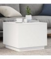 vidaXL Coffee Table with LED Lights White 50x50x40 cm