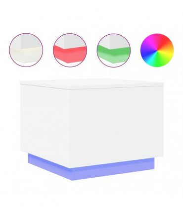 vidaXL Coffee Table with LED Lights White 50x50x40 cm