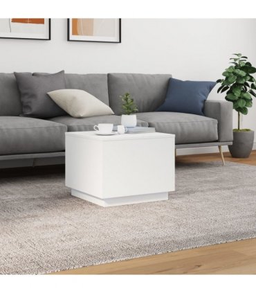 vidaXL Coffee Table with LED Lights White 50x50x40 cm