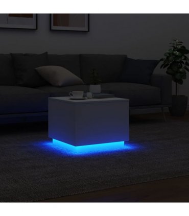 vidaXL Coffee Table with LED Lights White 50x50x40 cm