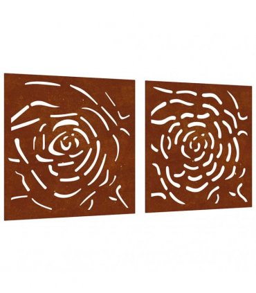 vidaXL Garden Wall Decorations 2 pcs 55x55 cm Corten Steel Rose Design