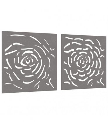 vidaXL Garden Wall Decorations 2 pcs 55x55 cm Corten Steel Rose Design