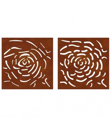 vidaXL Garden Wall Decorations 2 pcs 55x55 cm Corten Steel Rose Design