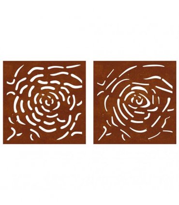 vidaXL Garden Wall Decorations 2 pcs 55x55 cm Corten Steel Rose Design