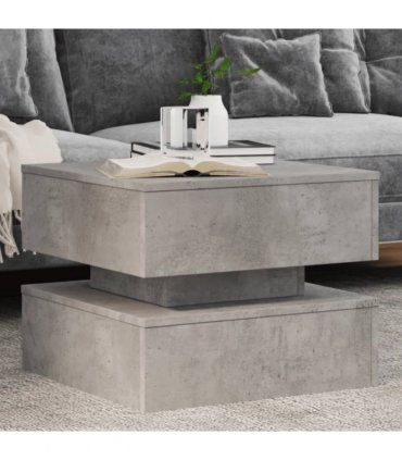 vidaXL Coffee Table with LED Lights Concrete Grey 50x50x40 cm