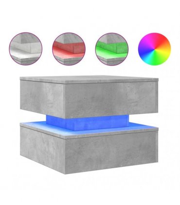 vidaXL Coffee Table with LED Lights Concrete Grey 50x50x40 cm