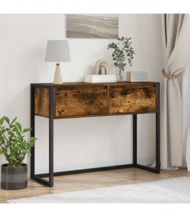vidaXL End Table Smoke Oak 100 x 36 x 75 cm Engineered Wood