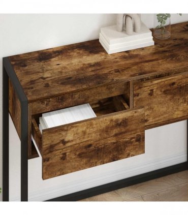 vidaXL End Table Smoke Oak 100 x 36 x 75 cm Engineered Wood