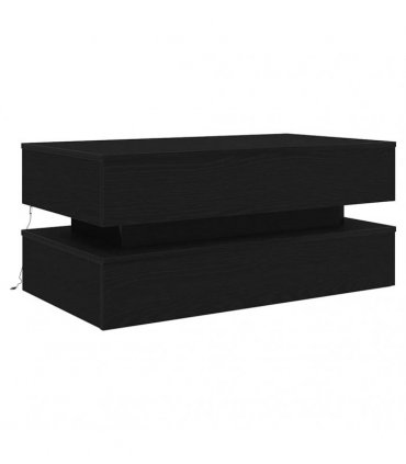 vidaXL Coffee Table with LED Lights Black Oak 90x50x40 cm