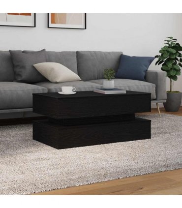 vidaXL Coffee Table with LED Lights Black Oak 90x50x40 cm