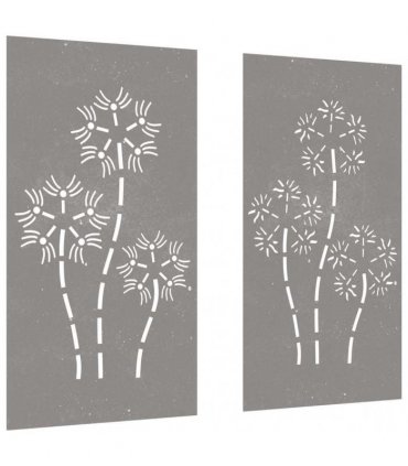 vidaXL Garden Wall Decorations 2pcs 105x55cm Corten Steel Flower Design