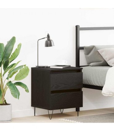 vidaXL Bedside Cabinet Black oak 40 x 35 x 50 cm Engineered wood