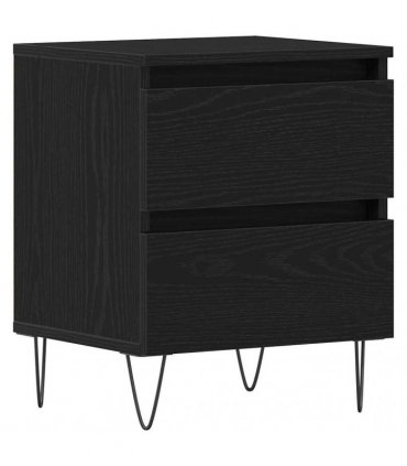 vidaXL Bedside Cabinet Black oak 40 x 35 x 50 cm Engineered wood