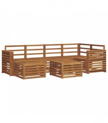 vidaXL Sectional Sofa Set 7 pcs Natural Solid Acacia Wood