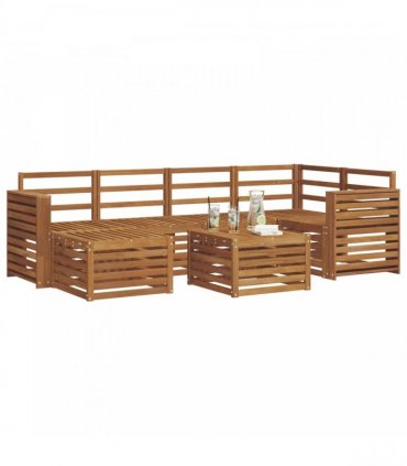 vidaXL Sectional Sofa Set 7 pcs Natural Solid Acacia Wood