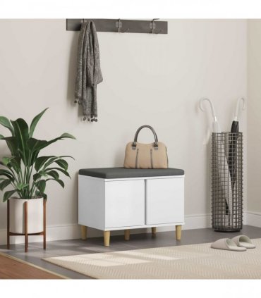 vidaXL Hall Bench White 60 x 38 x 46 cm Engineered Wood and Fabric