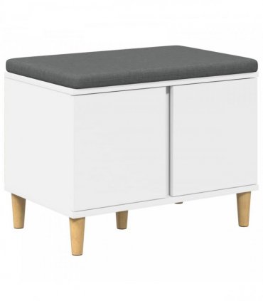 vidaXL Hall Bench White 60 x 38 x 46 cm Engineered Wood and Fabric